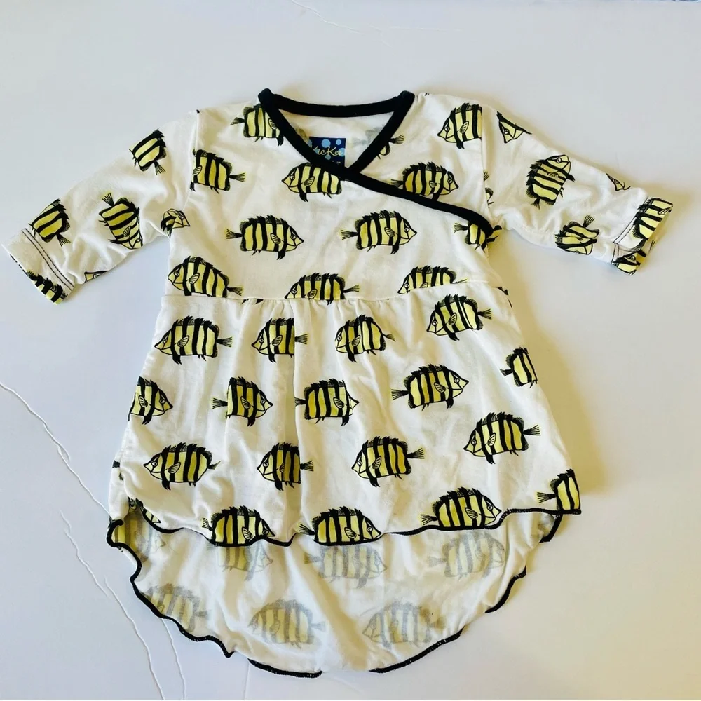 Kickee Pants Yellow Fish Outfit Size 0-3 Months